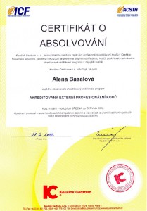 Akreditovaný externí profesionální kouč – certifikát
